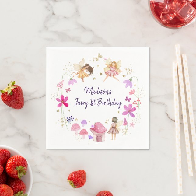 Serviette En Papier Fairy Garden Floral Anniversaire (En situation)