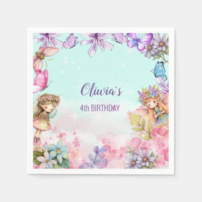 Serviette En Papier Fairy Party Garden Fairy Anniversaire (Devant)