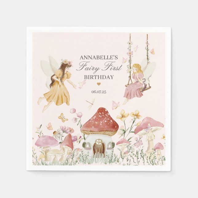 Serviette En Papier Fairy Premier anniversaire Enchanted Dessert Vaiss (Devant)