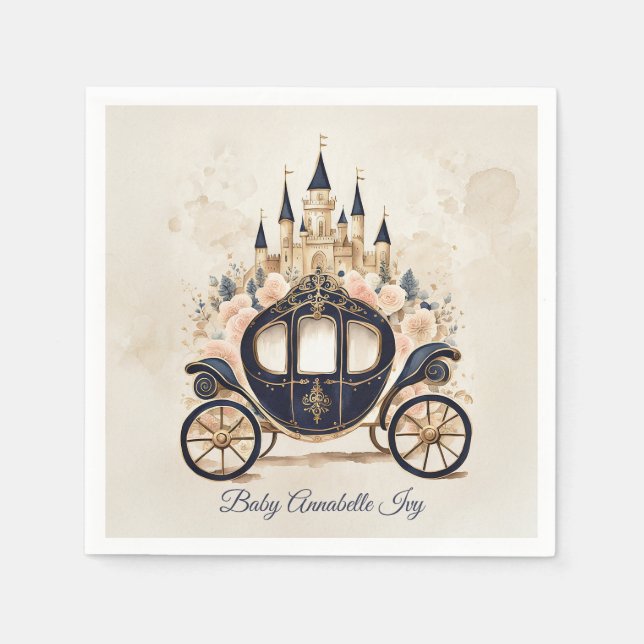Serviette En Papier Fairytale Carriage and Castle (Devant)