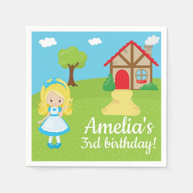 Serviette En Papier Fairytale Histoire Goldilock et trois ours (Devant)