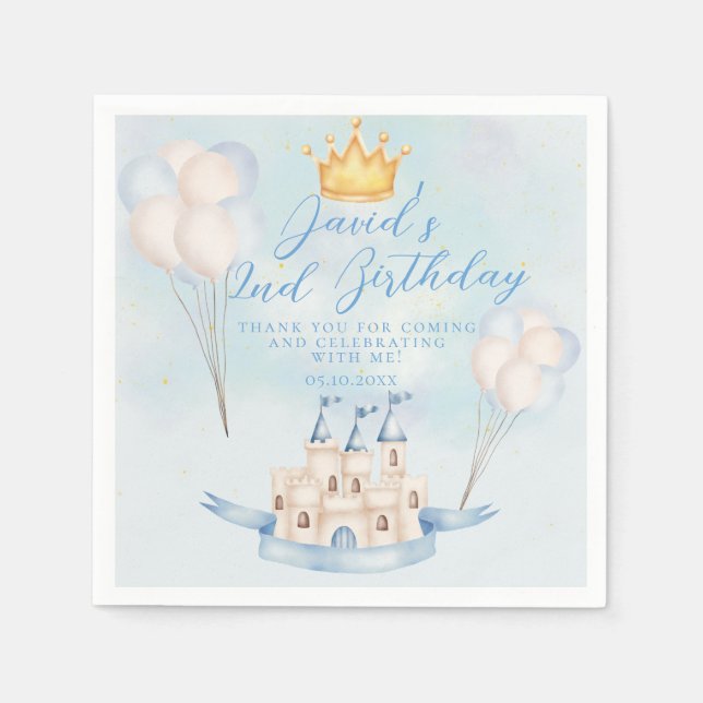 Serviette En Papier Fairytale prince Castle Crown party 3d Anniversair (Devant)