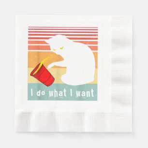 Serviette En Papier Fais ce que je veux Chat noir vintage Coupe rouge