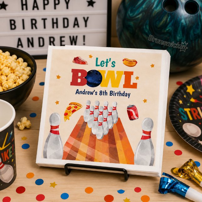 Serviette En Papier Faisons du Bowling Nappe d'anniversaire Bowling (Créateur téléchargé)