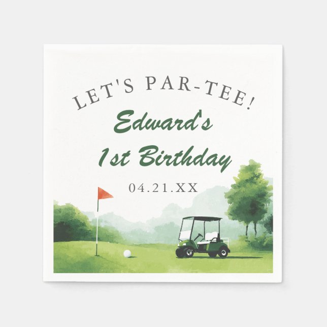 Serviette En Papier Faisons la Fête Buggy de Golf à Aquarelle pour Ann (Devant)