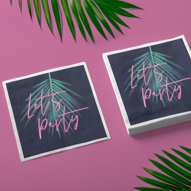 Serviette En Papier Faisons la fête Electric Love Neon Tropical Palm L (Let's Party Electric Love Neon Tropical Palm Leaf Napkins)