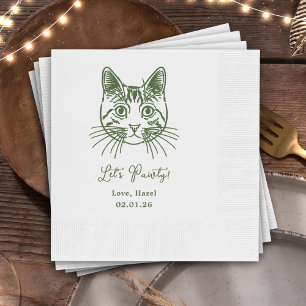 Serviette En Papier Faisons la Fête Mariage Cocktail Dessin de Chat Pe