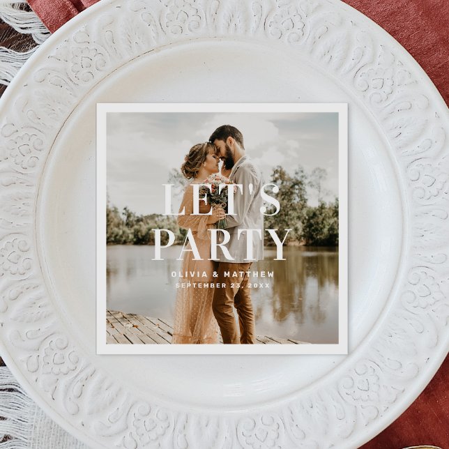 Serviette En Papier Faisons la fête. Mariage de typographie minimalist (Créateur téléchargé)