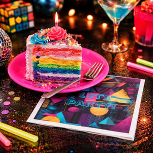 Serviette En Papier Faisons la Fête Rétro 80's 90's Géométrique Memphi