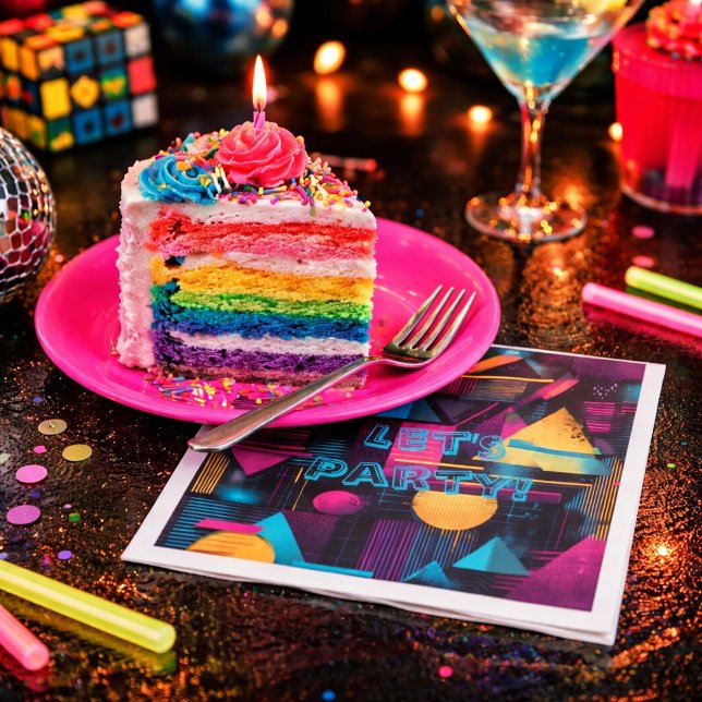 Serviette En Papier Faisons la Fête Rétro 80's 90's Géométrique Memphi (Créateur téléchargé)