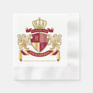Serviette En Papier Faites votre propre blason d'armoiries d'or rouge