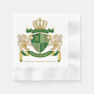 Serviette En Papier Faites votre propre blouse d'armoiries Green Gold 