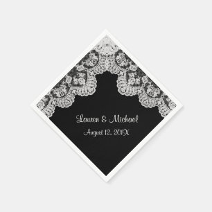 Serviette En Papier Faites votre propre couleur Faux White Lace Mariag