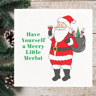 Serviette En Papier Faites-vous plaisir avec le vin Père Noël Merry Li