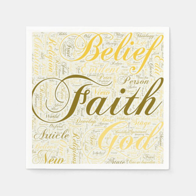 Serviette En Papier Faith Gold et White (Devant)