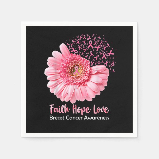 Serviette En Papier Faith Hope Loast Cancer Sensibilisation Flower Pin (Devant)