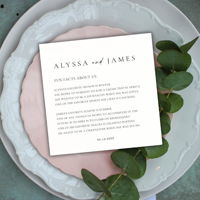 Serviette En Papier Faits amusants Élégant mariage noir et blanc (Créateur téléchargé)