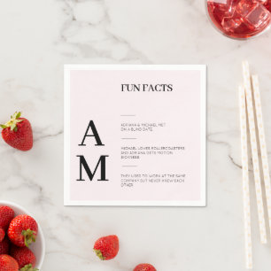 Serviette En Papier Faits amusants Gras Typographie Noire Blush Mariag