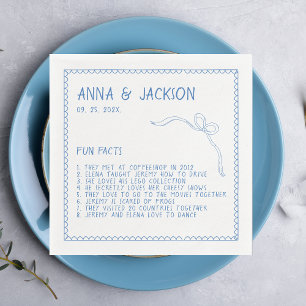 Serviette En Papier Faits amusants Main Illustré Mariage bleu serviett