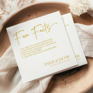 Serviette En Papier Faits Amusants Mariage Blanc Classique Minimal Cha