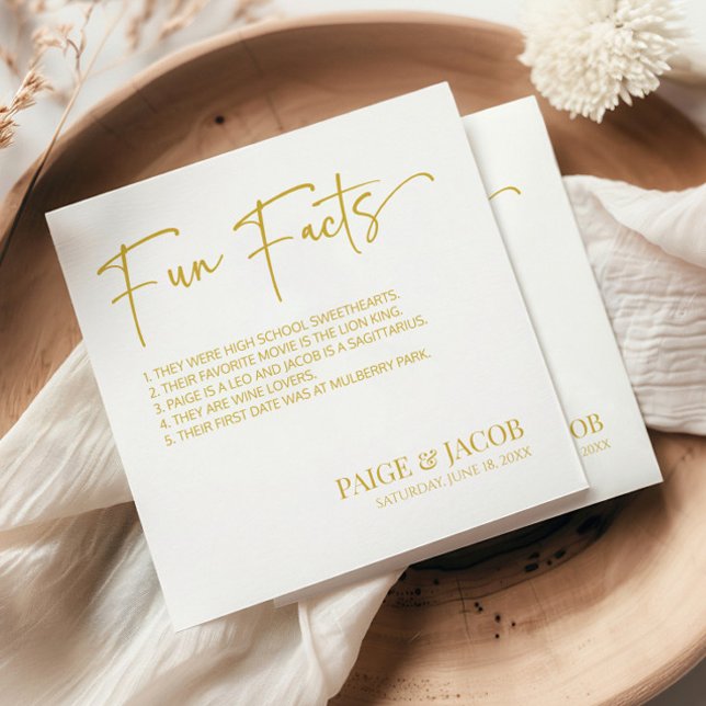 Serviette En Papier Faits Amusants Mariage Blanc Classique Minimal Cha (Créateur téléchargé)