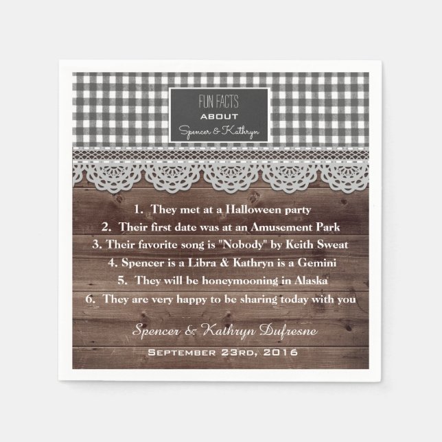 Serviette En Papier Faits amusants Mariage rustique (Devant)