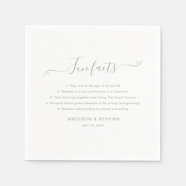 Serviette En Papier Faits amusants Mariage vert Napkins (Devant)