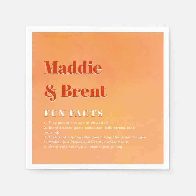 Serviette En Papier Faits Amusants Moderne Gras Orange Coucher de Sole (Devant)