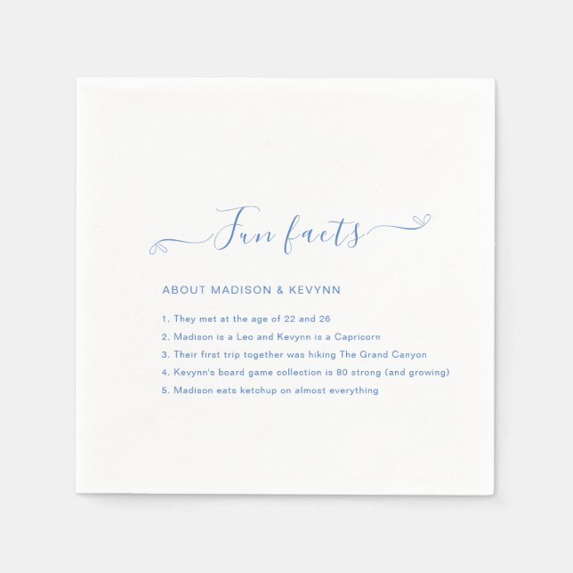 Serviette En Papier Faits amusants | Naples Mariage bleu (Devant)