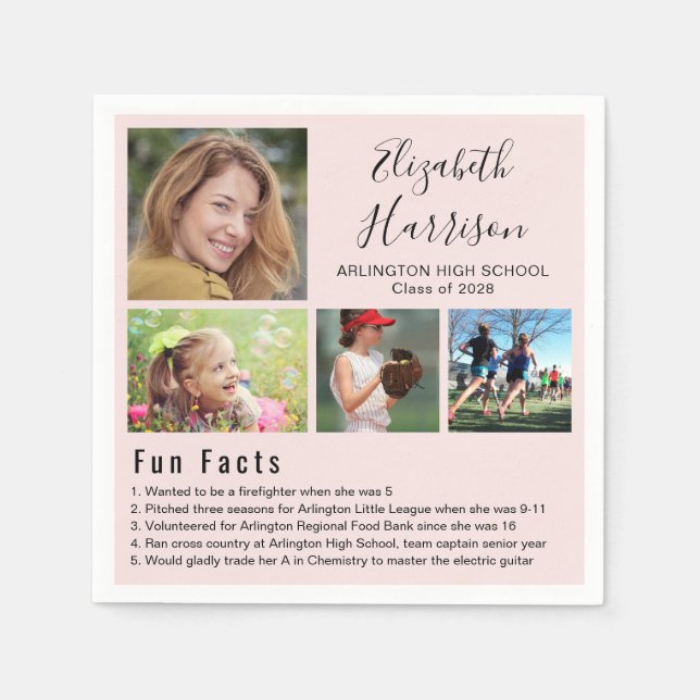Serviette En Papier Faits amusants Photos Pink Graduation Napkins (Devant)