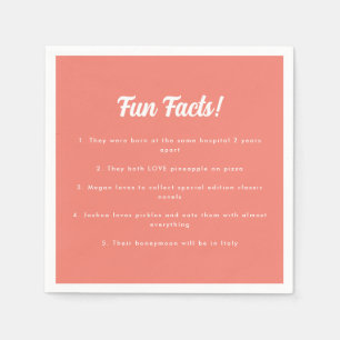 Serviette En Papier Faits Amusants sur un Mariage Moderne Rose Corail