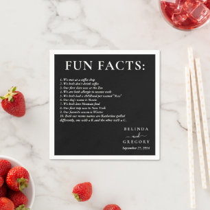 Serviette En Papier Faits amusants Texte de cocktail de mariage Noir B