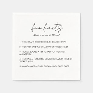 Serviette En Papier Faits amusants Typographie moderne Noir Blanc Mari