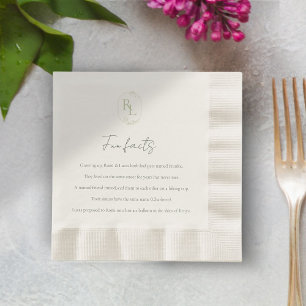 Serviette En Papier Faits amusants Vert Floral Monogramme Mariage