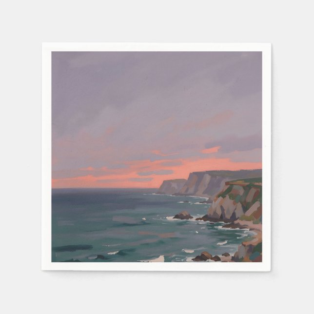 Serviette En Papier Falaises côtières dramatiques Coucher de soleil ro (Devant)