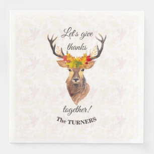 Serviette En Papier Fall Deer Remercions ensemble Thanksgiving