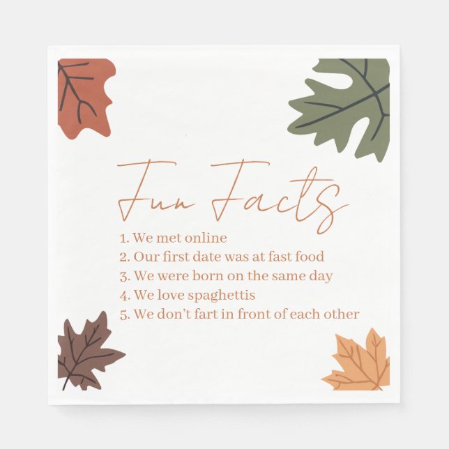 Serviette En Papier Fall Fun facts Wedding  (Devant)