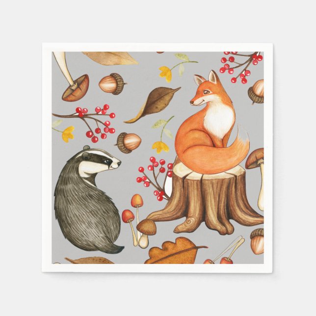 Serviette En Papier Fall Leaves Badger & Fox Paper Party (Devant)