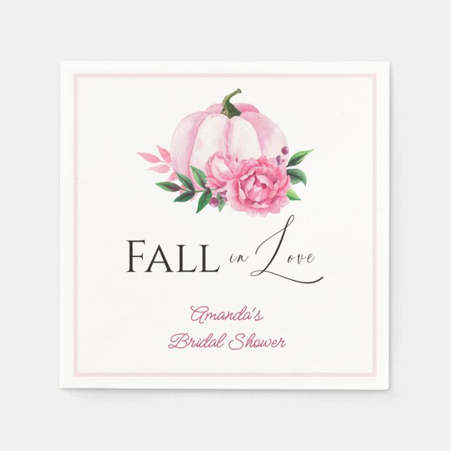 Serviette En Papier Fall Love Blush rose Citrouille Fête des mariées r (Devant)