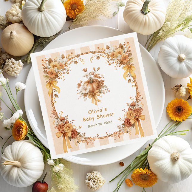 Serviette En Papier Fall Pumpkin Floral Baby Shower  Napkins (Créateur téléchargé)