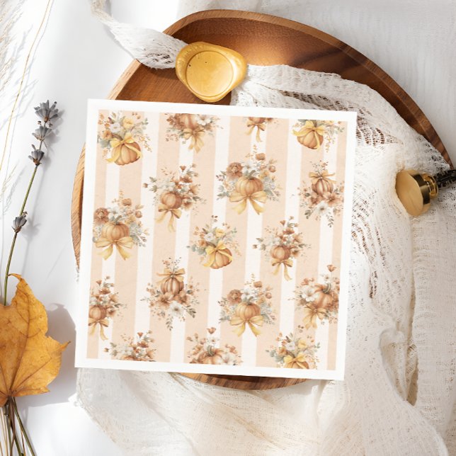 Serviette En Papier Fall Pumpkin Floral Bow Baby Shower  Napkins (Créateur téléchargé)