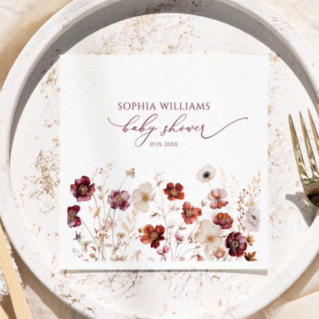 Serviette En Papier Fall Wildflowers Baby Shower Napkins (Créateur téléchargé)