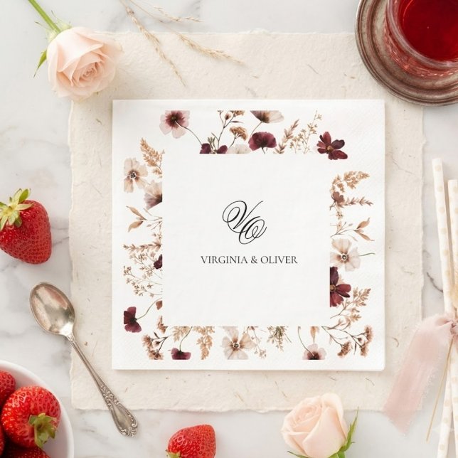 Serviette En Papier Fall Wildflowers Floral Wedding  (Créateur téléchargé)