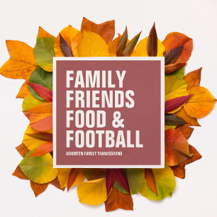 Serviette En Papier Famille amis nourriture et football maroon Thanksg