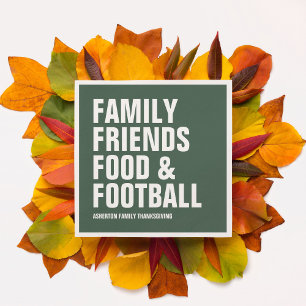 Serviette En Papier Famille amis nourriture et football vert Thanksgiv