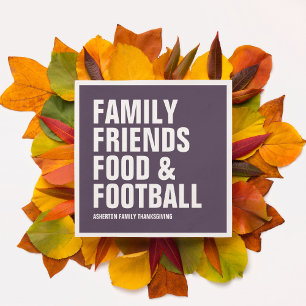 Serviette En Papier Famille amis nourriture & football violet Thanksgi
