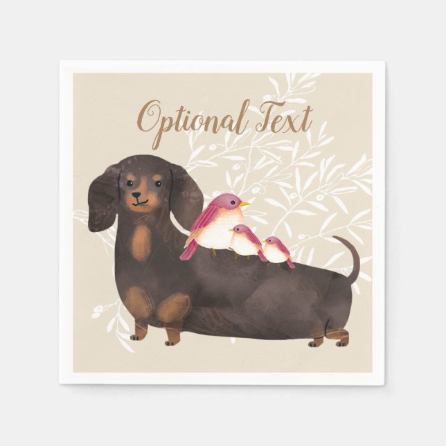 Serviette En Papier Famille Dachshund et Birds (Devant)