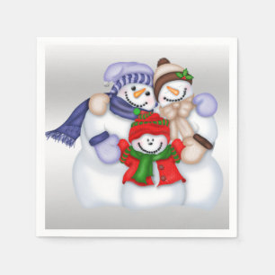 Serviette En Papier Famille de bonhomme de neige