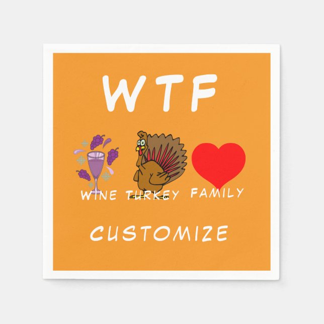 Serviette En Papier Famille de dinde de vin WTF Thunder_Cove (Devant)