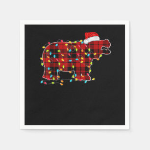 Serviette En Papier Famille de jumelage de lumières de Noël hippo amus